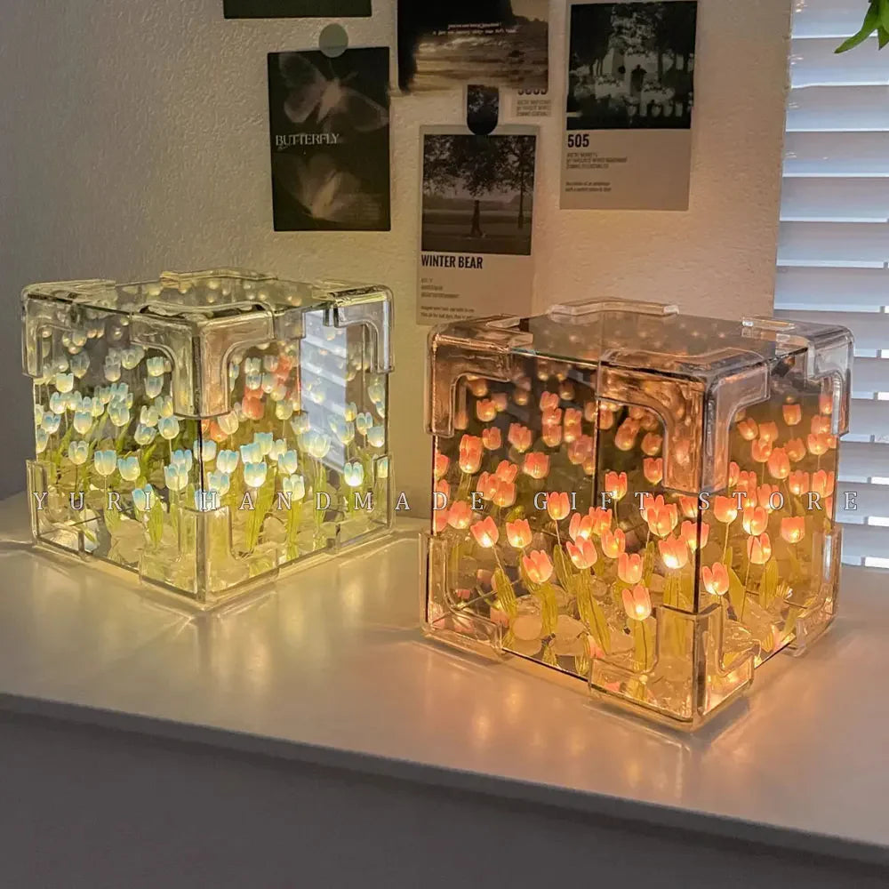 Tulip Glow™ Tulip Mirror Cube Decor