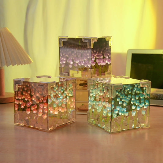 Tulip Glow™ Tulip Mirror Cube Decor